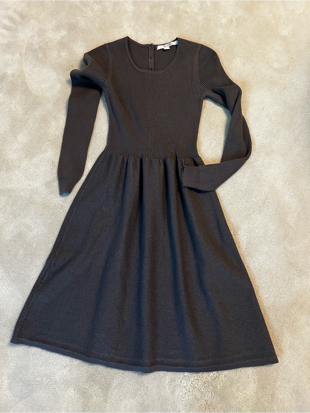 Boden gray Long Sleeve Ribbed Fit-and-Flare sweater Dress XS
